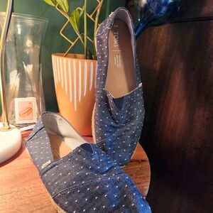 TOMS Women's Navy Espadrilles with White Dots